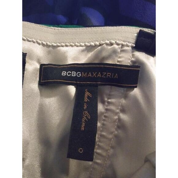 BCBGMaxAzria 100% Silk Ruffle Abstract Strapless Dress Party Prom Event Sz 0 - Picture 3 of 6